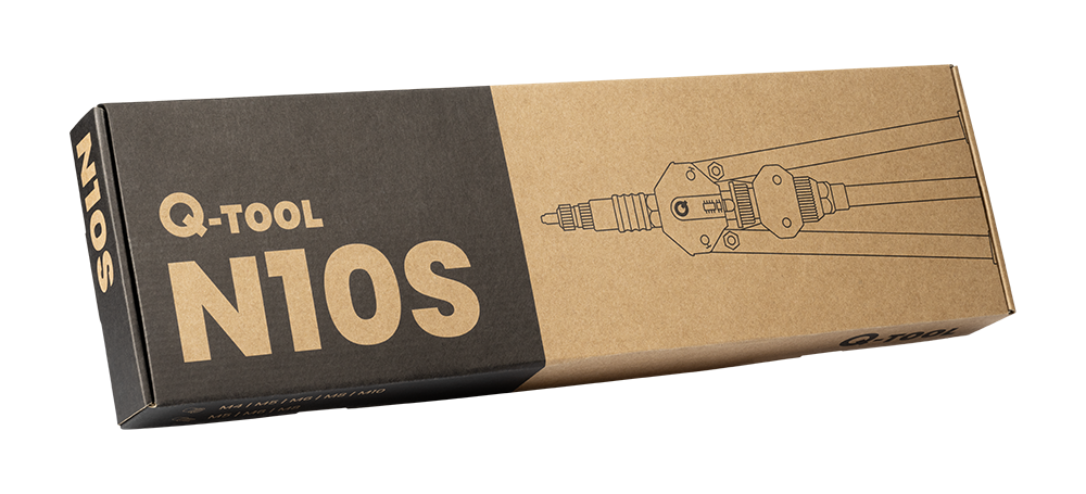 Q-Tool N10S Hand-Blindniet-Muttern-Schraubengerät mit Spindel in ALU-BOX